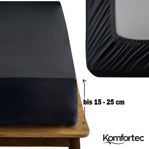 Komfortec Spannbettlaken 90x200 cm Jersey-Baumwolle – OEKO-TEX® Standard 100, Rundumgummizug für perfekte Passform, Weiß