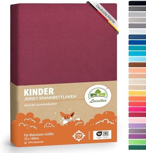 leevitex® Spannbettlaken 180x200–200x200 cm | 100% Jersey-Baumwolle | für Matratzen bis 25 cm