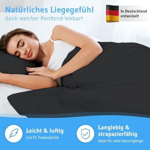 Bettwäsche 135x200 – 100% Renforce Baumwolle (OEKO-TEX STANDARD 100) | Set: Bettbezug 135x200 + Kissenbezug 80x80
