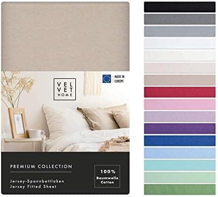 VelvetHome Spannbettlaken 120 x 200 cm – 100% gekämmte Baumwolle (Jersey), passend für Matratzen bis 25 cm