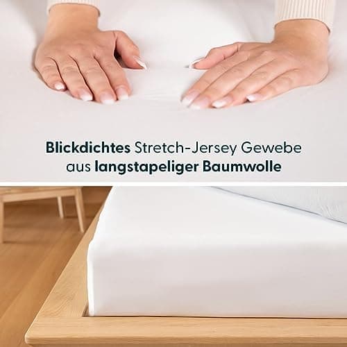 Spannbettlaken 180–200 × 200–220 cm – Baumwoll‑Jersey 190 g/m², faltenfrei