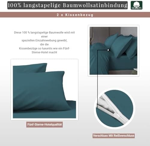 Pizuna Kissenbezüge 2er-Pack 40 x 80 cm Dunkelblau – 100% Langstapel-Baumwolle, 400 Fadenzahl