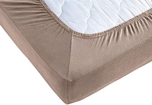 Jersey-Spannbettlaken 100% Baumwolle – 90–100×200 cm, für Matratzen bis 25 cm (Steghöhe bis 23 cm), Beige