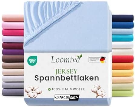 Jersey-Spannbettlaken 100% Baumwolle – 90–100×200 cm, für Matratzen bis 25 cm (Steghöhe bis 23 cm), Beige