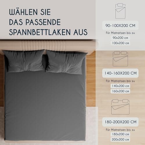 Dreamzie Topper-Spannbettlaken 180×200–200×200 cm – Jersey-Baumwolle 150 g/m², OEKO‑TEX STANDARD 100, extra niedrige Sei