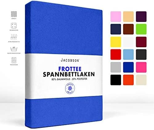 Jacobson Premium Frottee-Spannbettlaken aus Baumwolle, 200 g/m² (120–130 x 200 cm) – Grau