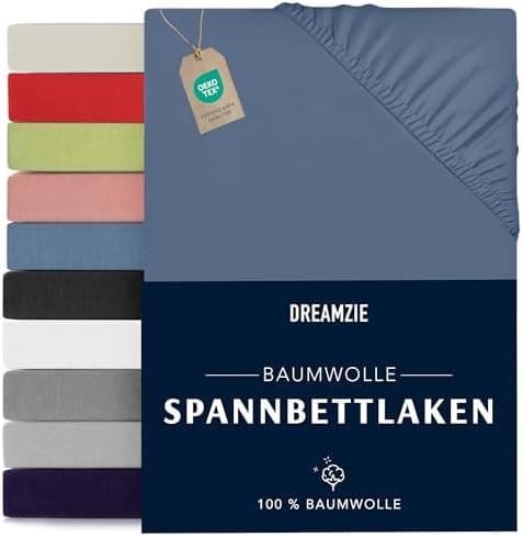 Dreamzie Spannbettlaken 90x190/200 cm – 100% Jersey‑Baumwolle, OEKO‑TEX STANDARD 100
