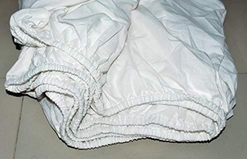 Spannbetttuch 100% Baumwolle, Weiß – 160 x 220 x 35 cm (35 cm Tiefe)