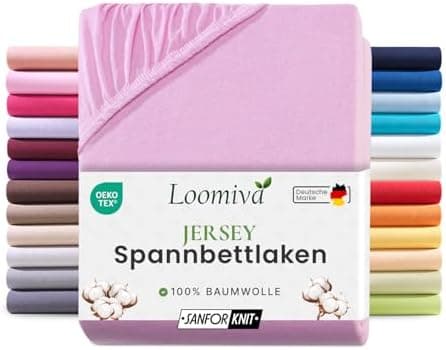 Jersey-Spannbettlaken 100% Baumwolle – 90–100×200 cm, für Matratzen bis 25 cm (Steghöhe bis 23 cm), Beige