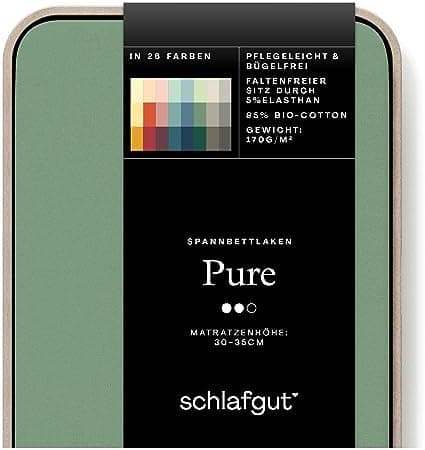 Schlafgut Pure Spannbettlaken 90x200 bis 100x220 cm – 95% Bio-Baumwolle & 5% Elasthan, Oeko-TEX zertifiziert – passend f