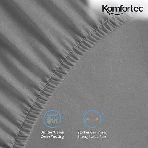 Komfortec Spannbettlaken 90x200 cm Jersey-Baumwolle – OEKO-TEX® Standard 100, Rundumgummizug für perfekte Passform, Weiß