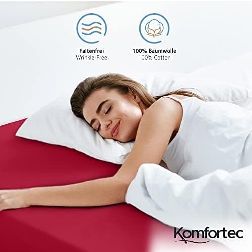 Komfortec Spannbettlaken 90x200 cm Jersey-Baumwolle – OEKO-TEX® Standard 100, Rundumgummizug für perfekte Passform, Weiß