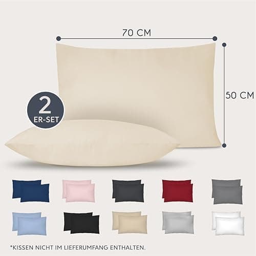 Dreamzie Kissenbezug 40x80 (2er Set) – Mikrofaser weich, OEKO-TEX STANDARD 100, Anthrazit mit Reißverschluss