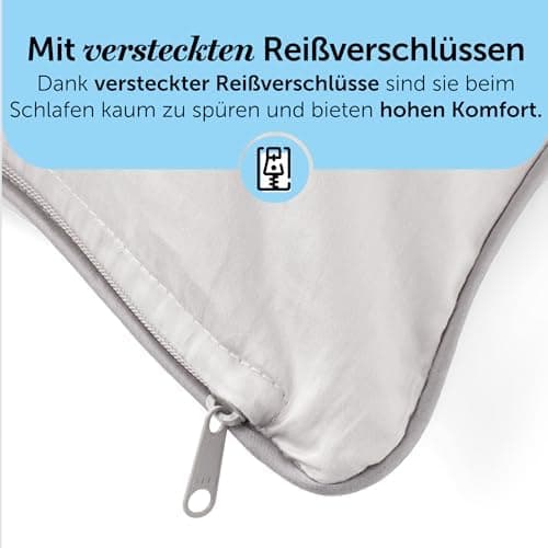 Cloudpillo Kissenbezug 40x80 cm 2er‑Pack – Premium atmungsaktive Baumwolle, ultraweich, mit Reißverschluss, antibakterie