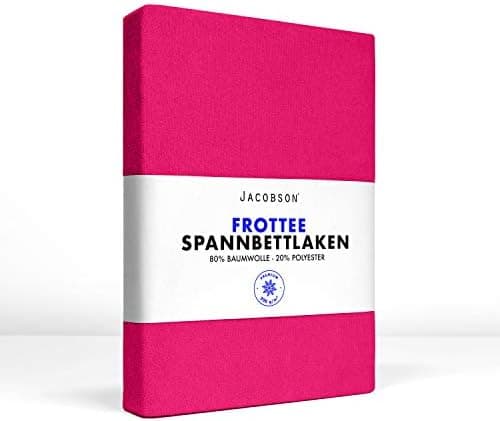 Jacobson Premium Frottee-Spannbettlaken aus Baumwolle, 200 g/m² (120–130 x 200 cm) – Grau