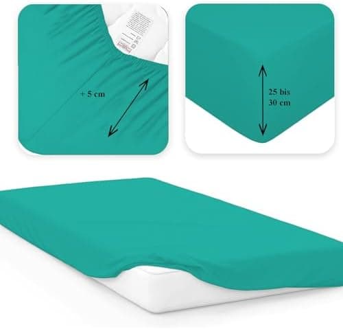 120x200 cm Jersey-Spannbettlaken – 100% Baumwolle, Weiß