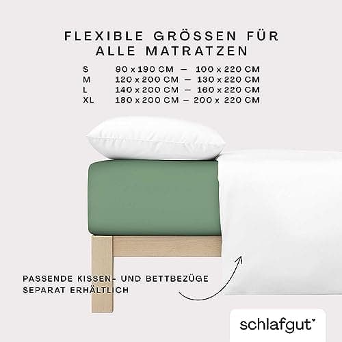 Schlafgut Pure Spannbettlaken 90x200 bis 100x220 cm – 95% Bio-Baumwolle & 5% Elasthan, Oeko-TEX zertifiziert – passend f