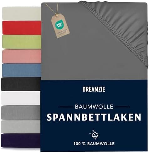 Dreamzie Spannbettlaken 90x190/200 cm – 100% Jersey‑Baumwolle, OEKO‑TEX STANDARD 100