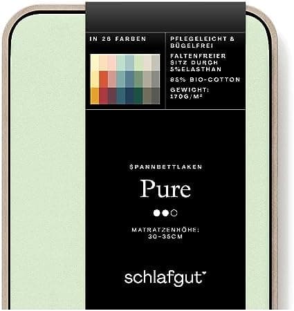 Schlafgut Pure Spannbettlaken 90x200 bis 100x220 cm – 95% Bio-Baumwolle & 5% Elasthan, Oeko-TEX zertifiziert – passend f