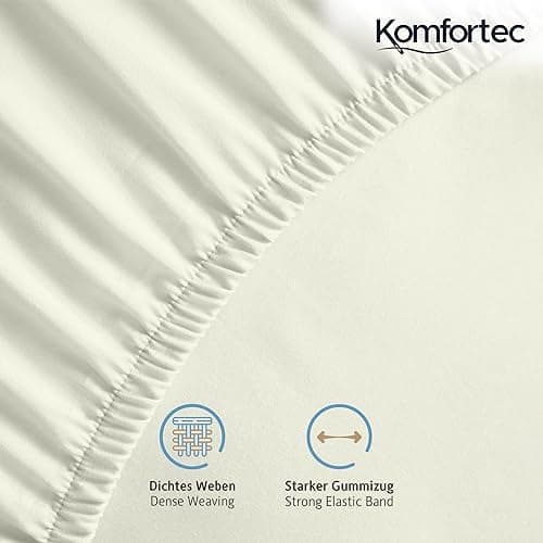 Komfortec Spannbettlaken 90x200 cm Jersey-Baumwolle – OEKO-TEX® Standard 100, Rundumgummizug für perfekte Passform, Weiß