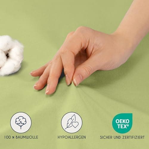 Dreamzie Topper-Spannbettlaken 180×200–200×200 cm – Jersey-Baumwolle 150 g/m², OEKO‑TEX STANDARD 100, extra niedrige Sei