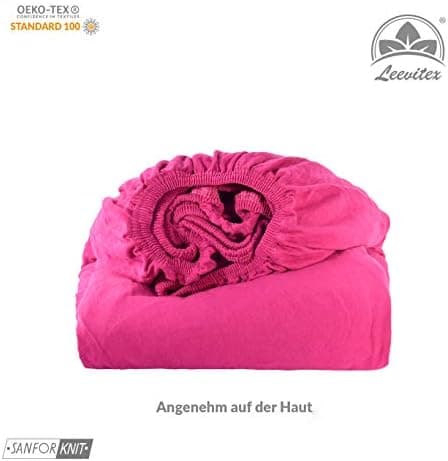 leevitex® Spannbettlaken 180x200–200x200 cm | 100% Jersey-Baumwolle | für Matratzen bis 25 cm