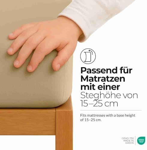 etérea Jersey-Spannbettlaken 80x200 cm Weiß – 100% Baumwolle, OEKO-TEX MADE IN GREEN & STANDARD 100