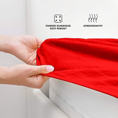 Jacobson Jersey-Spannbettlaken aus Baumwolle – OEKO-TEX STANDARD 100, 180x200–200x200 cm, Weiß