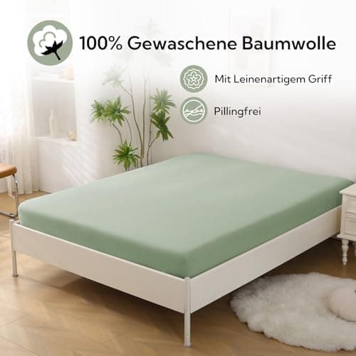 SOULFUL Spannbettlaken 120 x 200 cm (bis 25 cm Matratzenhöhe) – 100% gewaschene Baumwolle, atmungsaktiv & leinenartiger