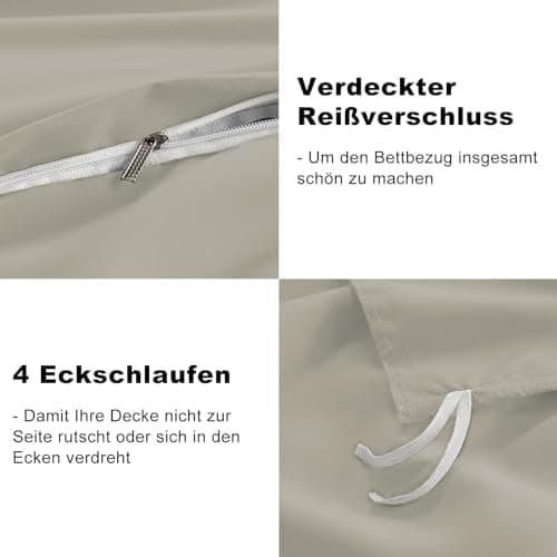 WAVVE Bettwäsche 135x200 – 4‑teiliges Mikrofaser‑Set Anthrazit (inkl. 2×80×80 cm Kissenbezüge) mit Reißverschluss, OEKO‑