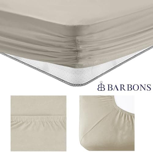 BARBONS Spannbettlaken 140x200 cm – 100% Baumwolle Jersey, für Boxspringbett & Matratzen bis 27 cm – Hellgrau