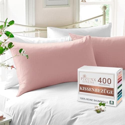 Pizuna Kissenbezüge 2er-Pack 40 x 80 cm Dunkelblau – 100% Langstapel-Baumwolle, 400 Fadenzahl