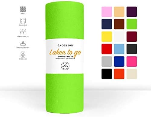 Jacobson Jersey-Spannbettlaken – 50% Baumwolle/50% Polyester, elastisch & hautsympathisch – 180–200 x 200 cm, 1er Set, N