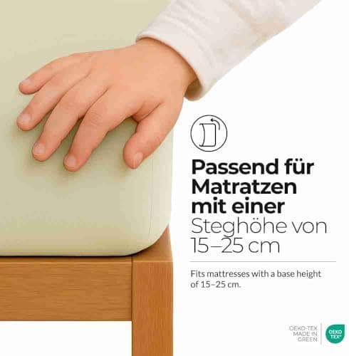 etérea Jersey-Spannbettlaken 80x200 cm Weiß – 100% Baumwolle, OEKO-TEX MADE IN GREEN & STANDARD 100