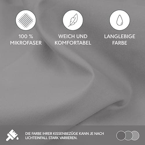 Dreamzie Kissenbezug 40x80 (2er Set) – Mikrofaser weich, OEKO-TEX STANDARD 100, Anthrazit mit Reißverschluss