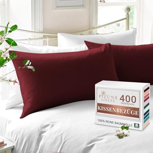 Pizuna Kissenbezüge 2er-Pack 40 x 80 cm Dunkelblau – 100% Langstapel-Baumwolle, 400 Fadenzahl