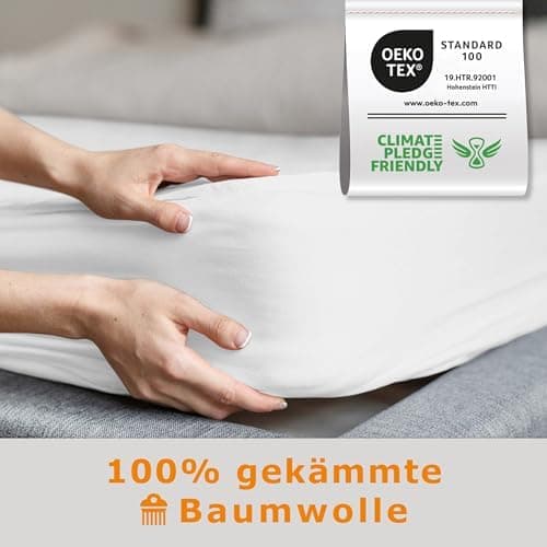 home4good Spannbettlaken 120x200 cm – Jersey 100% Baumwolle (OEKO-TEX STANDARD 100) – für Matratzenhöhe 15–25 cm, Weiß