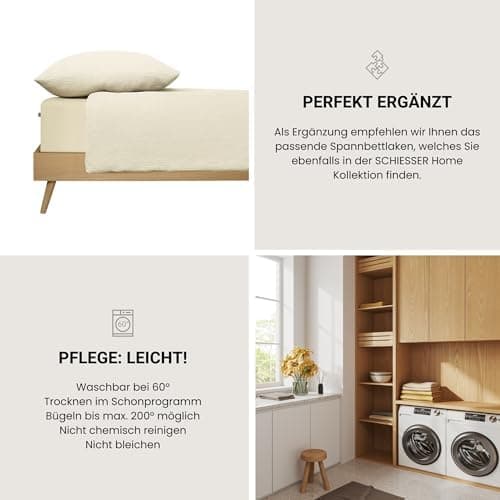Schiesser Spannbettlaken Jessi – 100% gekämmte Baumwolle aus nachhaltiger Produktion | 180–190×200 cm, Matratzenhöhe bis
