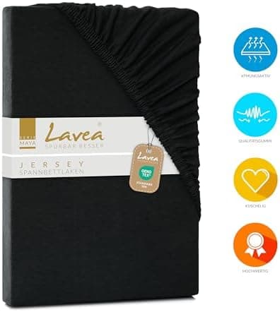 Lavea Spannbettlaken 120x200 cm – atmungsaktives Baumwoll‑Jersey, passend für Matratzen bis 20 cm (Mittelgrau)
