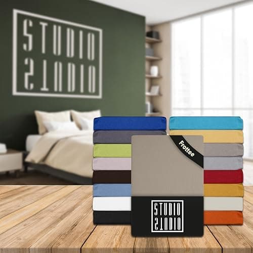 STUDIO Basic Frottee-Spannbettlaken 90 x 200 cm – weiches 80% Baumwolle/20% Polyester, elastisch & bügelfrei, OEKO-TEX f
