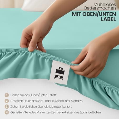 Utopia Bedding 2er-Set Spannbettlaken 140 x 200 cm – OEKO-TEX MADE IN GREEN zertifiziert – 35 cm Tiefe Tasche