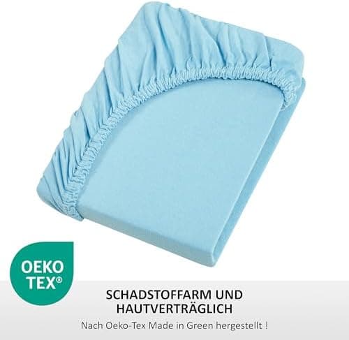 Jersey-Spannbettlaken 100% Baumwolle – 100% gekämmte Baumwolle, 90 x 200 cm (Steghöhe 27 cm)