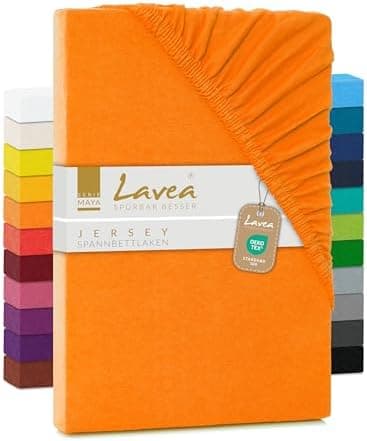 Lavea Spannbettlaken 120x200 cm – atmungsaktives Baumwoll‑Jersey, passend für Matratzen bis 20 cm (Mittelgrau)