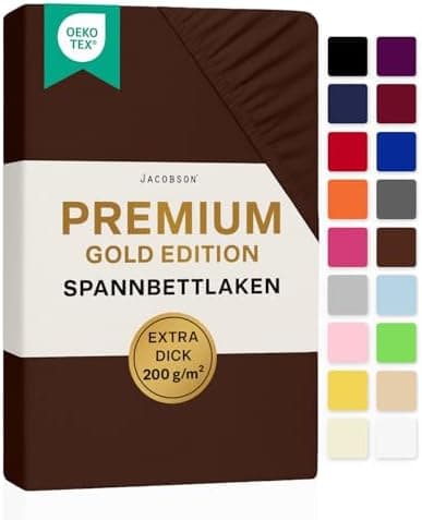 Jacobson Premium Spannbettlaken – Jersey-Baumwolle 200 g/m² mit Elasthan, 180x200–200x200 cm