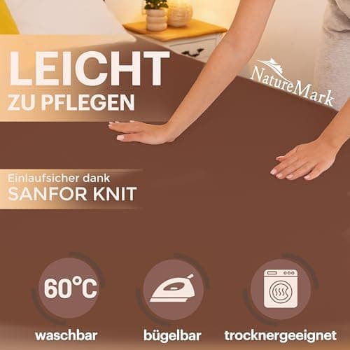 NatureMark Jersey-Spannbettlaken 2er-Pack – 100% Baumwolle, 90 x 200–100 x 200 cm, Creme/Natur