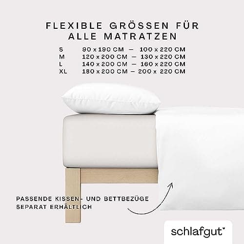 Schlafgut Pure Spannbettlaken 90x200 bis 100x220 cm – 95% Bio-Baumwolle & 5% Elasthan, Oeko-TEX zertifiziert – passend f
