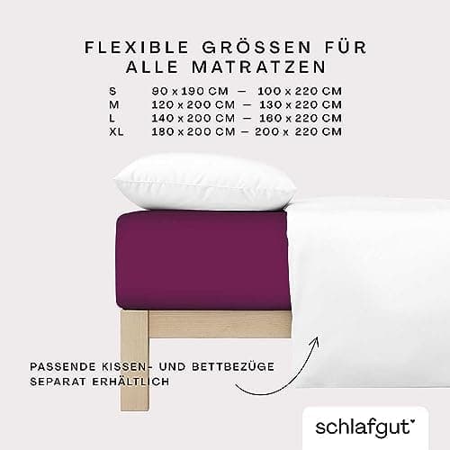 Schlafgut Pure Spannbettlaken 90x200 bis 100x220 cm – 95% Bio-Baumwolle & 5% Elasthan, Oeko-TEX zertifiziert – passend f