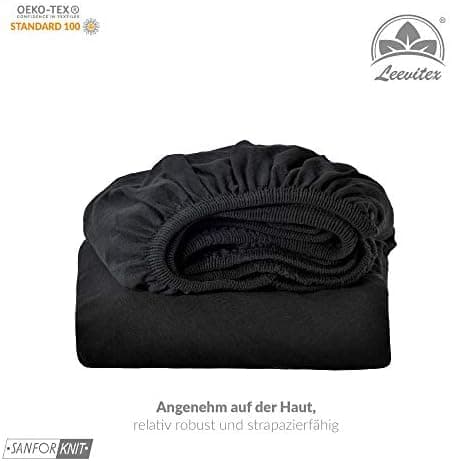leevitex® Spannbettlaken 180x200–200x200 cm | 100% Jersey-Baumwolle | für Matratzen bis 25 cm