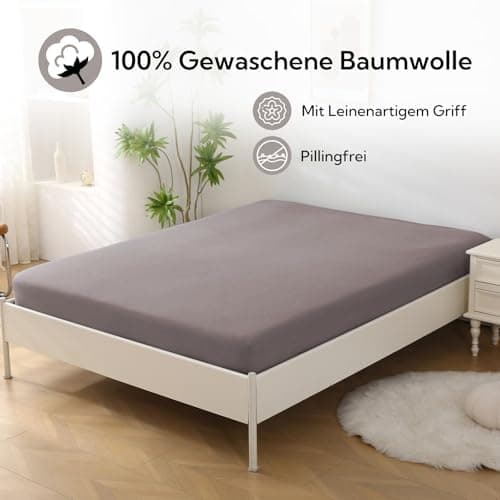 SOULFUL Spannbettlaken 120 x 200 cm (bis 25 cm Matratzenhöhe) – 100% gewaschene Baumwolle, atmungsaktiv & leinenartiger