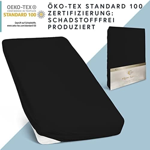 MOON-Luxury Spannbettlaken/Spannbetttuch Jersey-Stretch 230 g/m² OEKO-TEX – anthrazit, 90×200–100×220